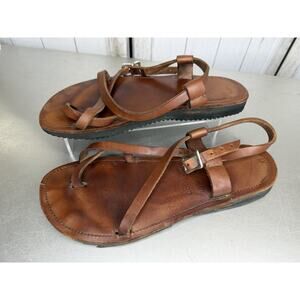 Orox Oregon made Solid Brown Leather Slingback Open Toe Sandals Size Women’s 9